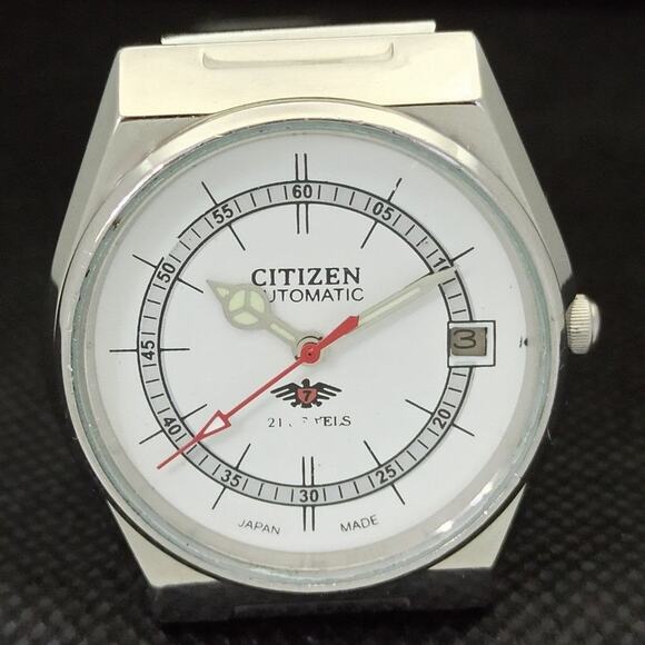 Vintage 1972 Citizen Automatic Mens Silver Watch W/daydate & White accents - Picture 8 of 12
